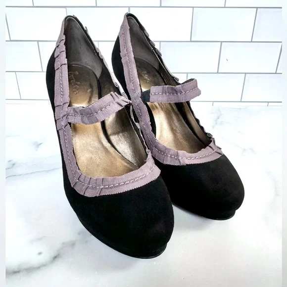 NWOT Boden Baley Black Suede Mary Jane Heels Size EU 38 - Picture 3 of 8